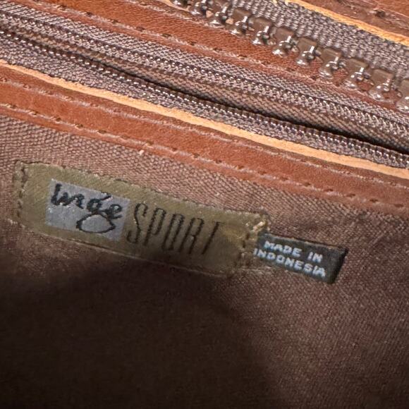 Vintage Brown Leather Shoulder Bag Woven Strap Floral Scarf Boho Classic Casual - Picture 10 of 10